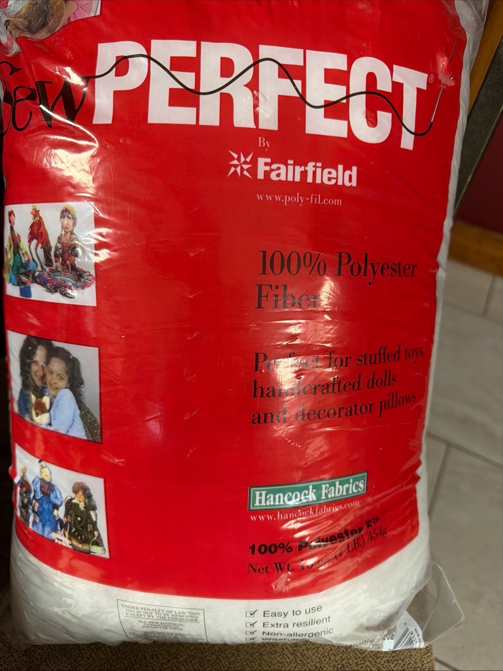 Sew Perfect By Fairfield Poly-Fil Polyester Fiber Fill 16oz Bag Hancock Fabrics